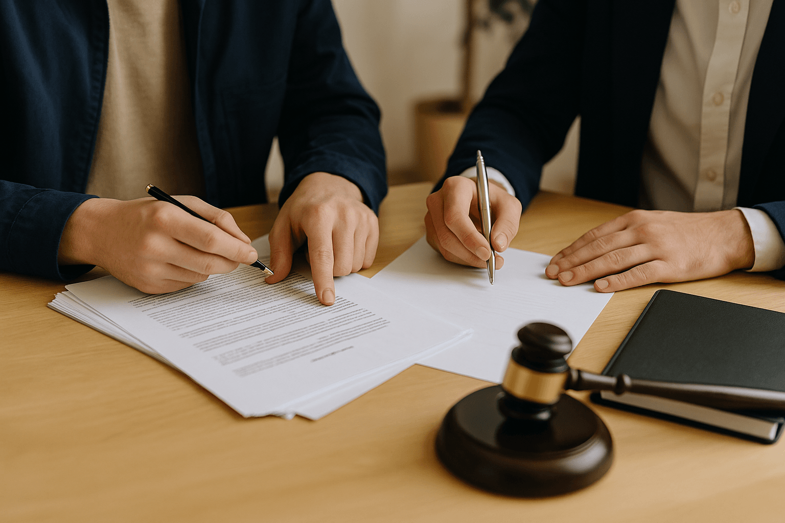 Commissaire de justice examinant des documents officiels pour engager une procédure d’expulsion